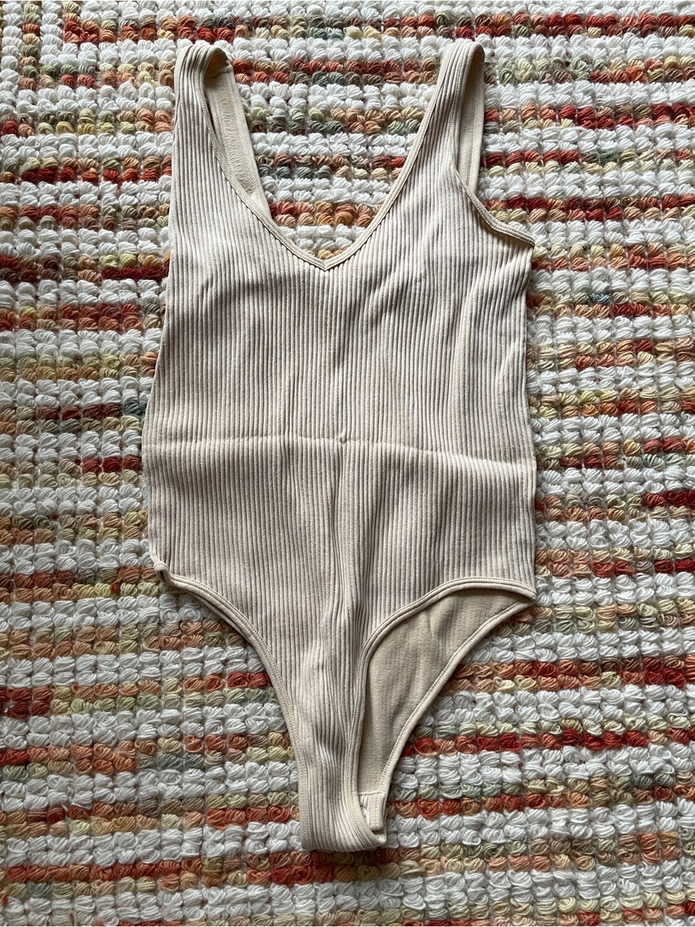 Ribbed Bodysuit in Beige